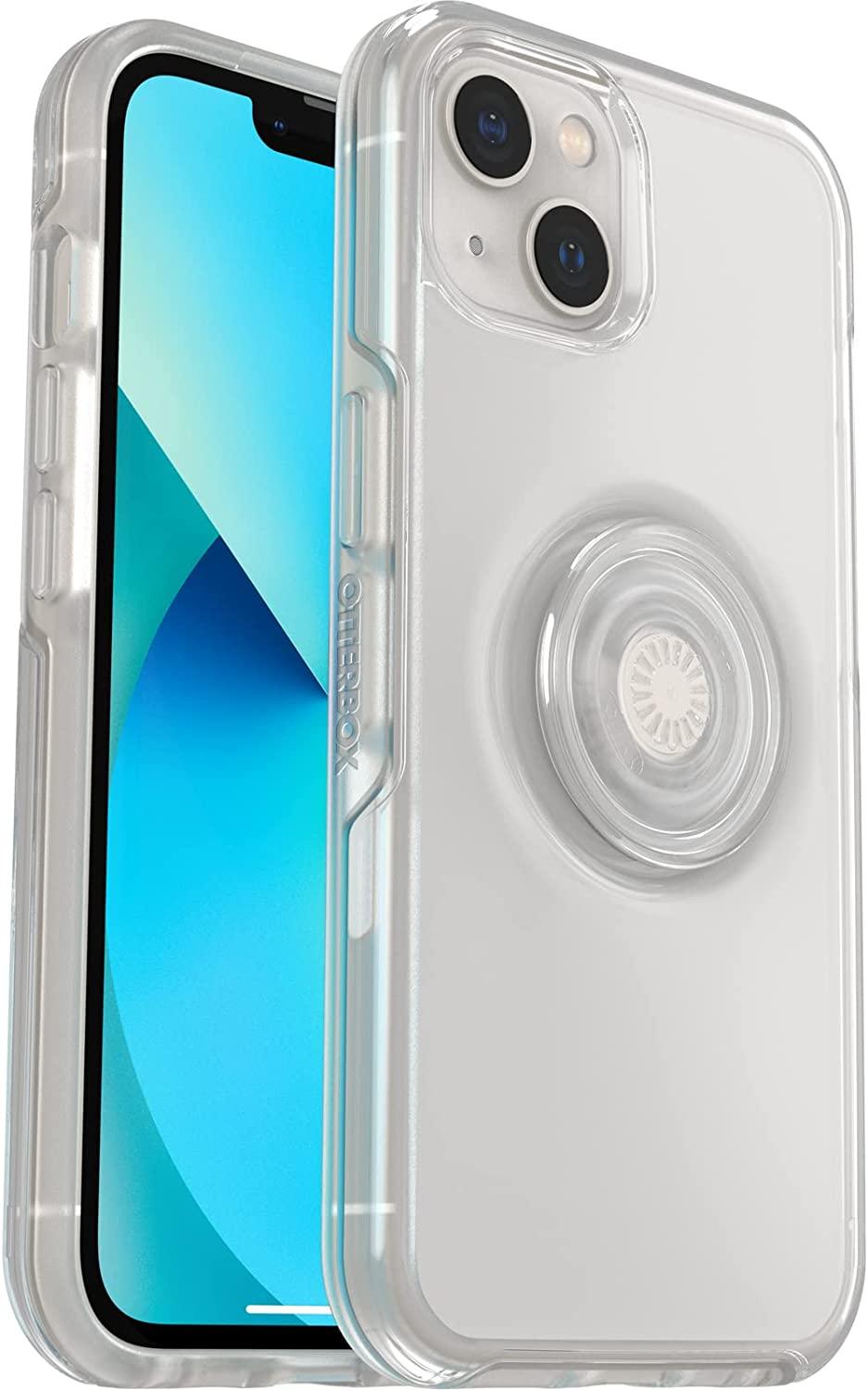 OtterBox for Apple iPhone 13, Slim Protective Case Cover with Integrated PopSockets PopGrip, Otter + Pop Symmetry Series, clear