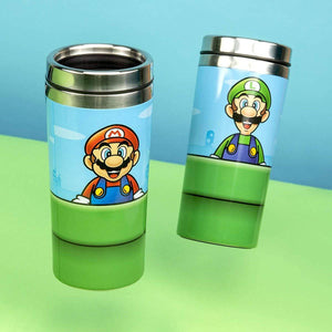 Mario Warp Pipe Travel Mug | Insulated Coffee & Tea Flask | Easy Clean and Keeps Drinks Hot | Spill & Leak Proof with 450ml Capacity, Stainless Steel - Gadget Station