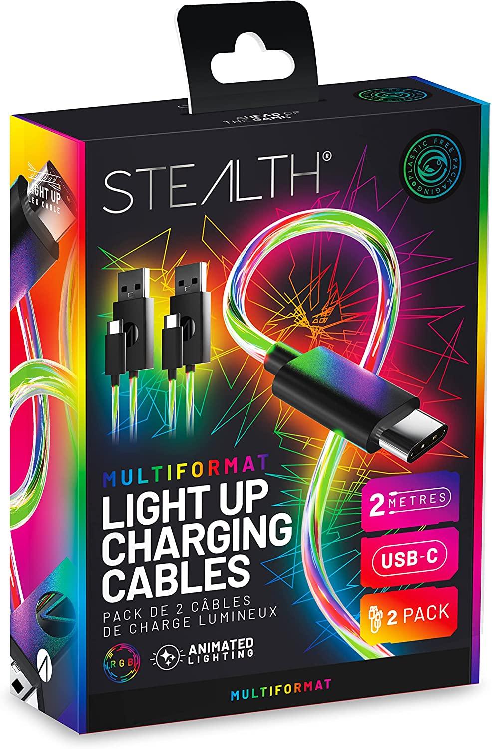 STEALTH 2m LED Light Up Twin Play & Charge Cables, Compatible with PS5 and Switch