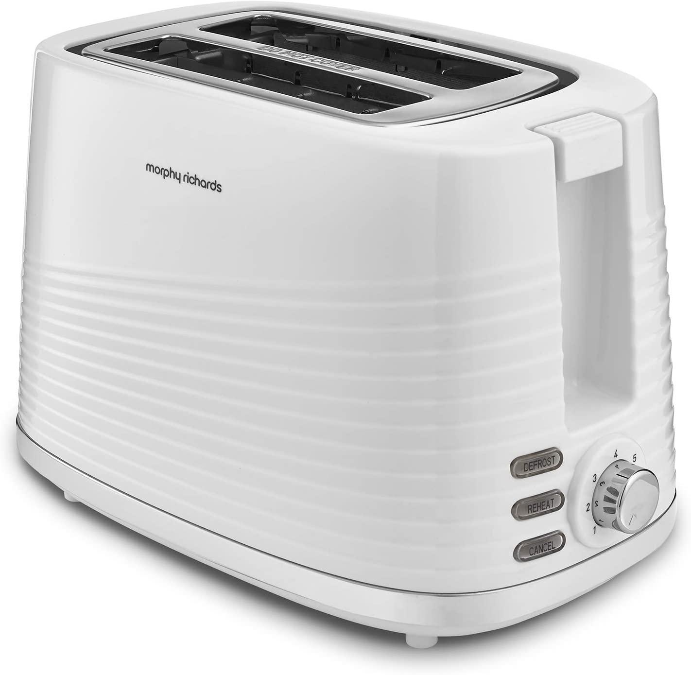 Morphy Richards Dune 2 Slice Toaster Defrost and Re-Heat Settings, Plastic, White