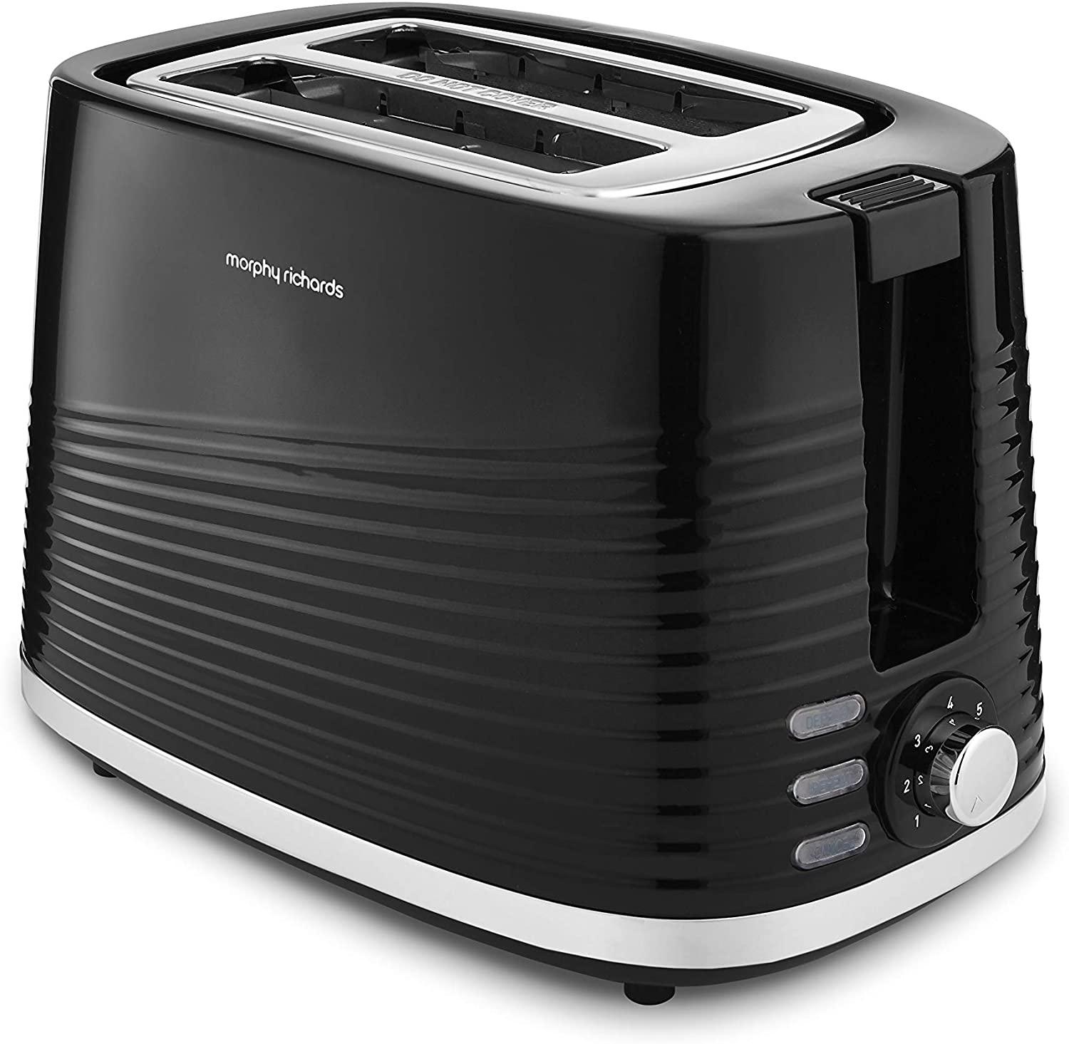 Morphy Richards Dune 2 Slice Toaster Defrost and Re-Heat Settings, Plastic, Black