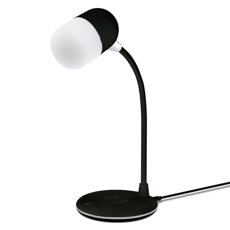 Groov-e Apollo LED Lamp with Wireless Charging Pad & Bluetooth Speaker Black