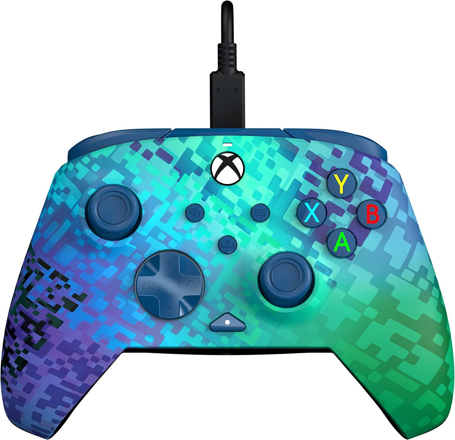 Wired Controller Glitch Green for Xbox Series X|S, Gamepad, Wired Video Game Controller, Gaming Controller, Xbox One, Officially Licensed - Xbox Series X