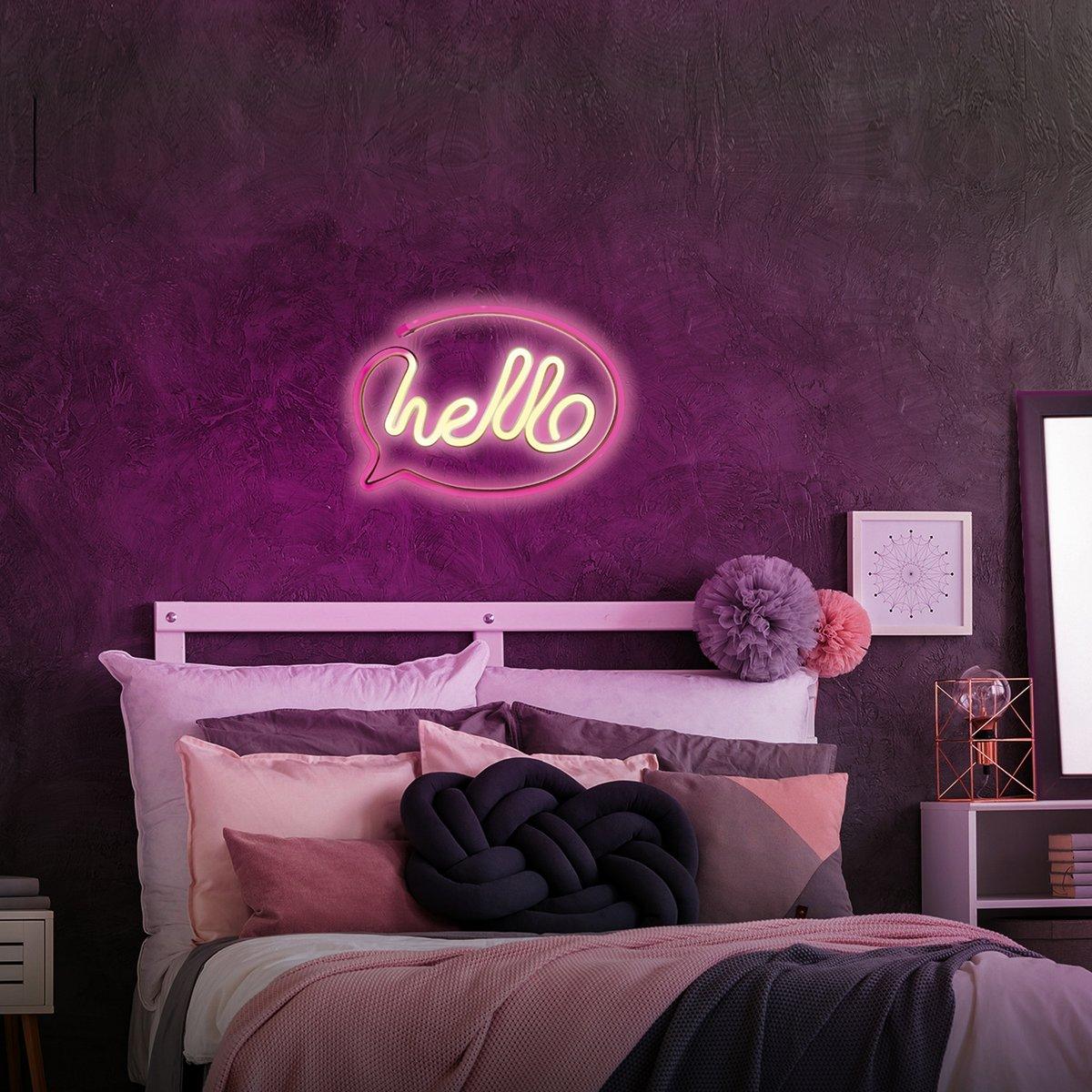 Hello Neon Shape Colorful LED Night Light For Room Decoration