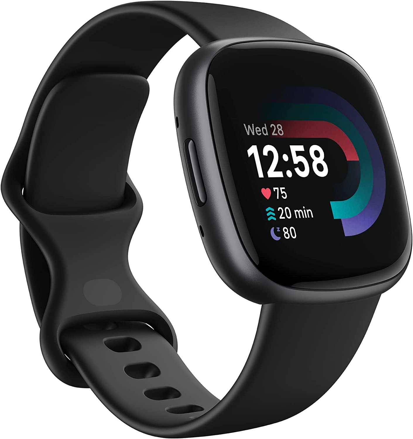 Fitbit Versa 4 Fitness Smartwatch Black/Graphite with built-in GPS and up to 6 days battery life - compatible with Android and iOS