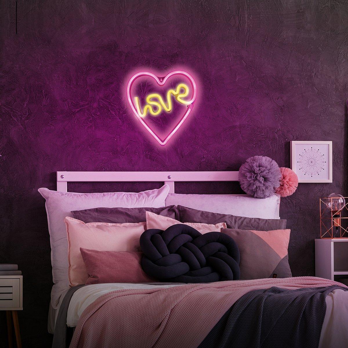Love Heart Neon Shape Colorful LED Night Light For Room Decoration