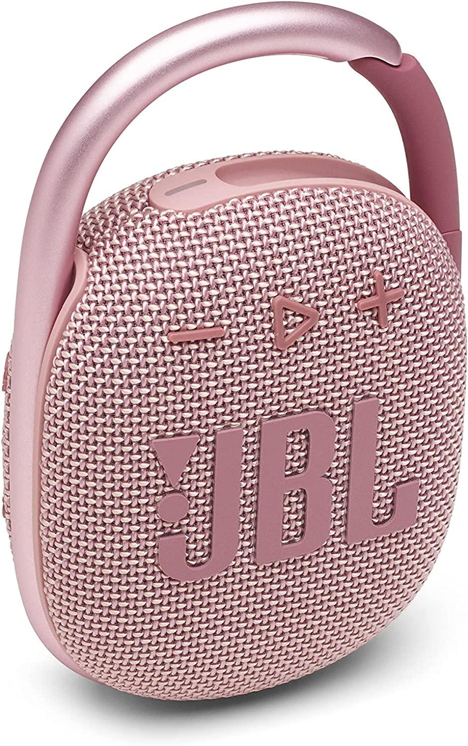 JBL Clip 4 Bluetooth portable speaker with integrated carabiner, waterproof and dustproof, Pink