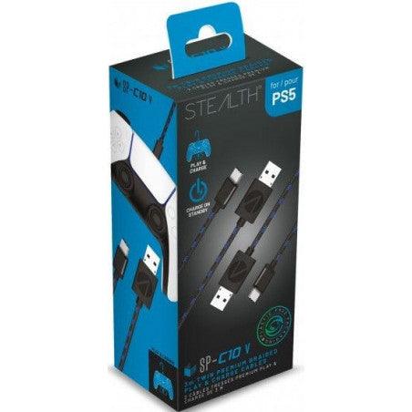 Stealth SP-C10 V Twin Play + Charge Cables 2 x 3m Black (PS5)