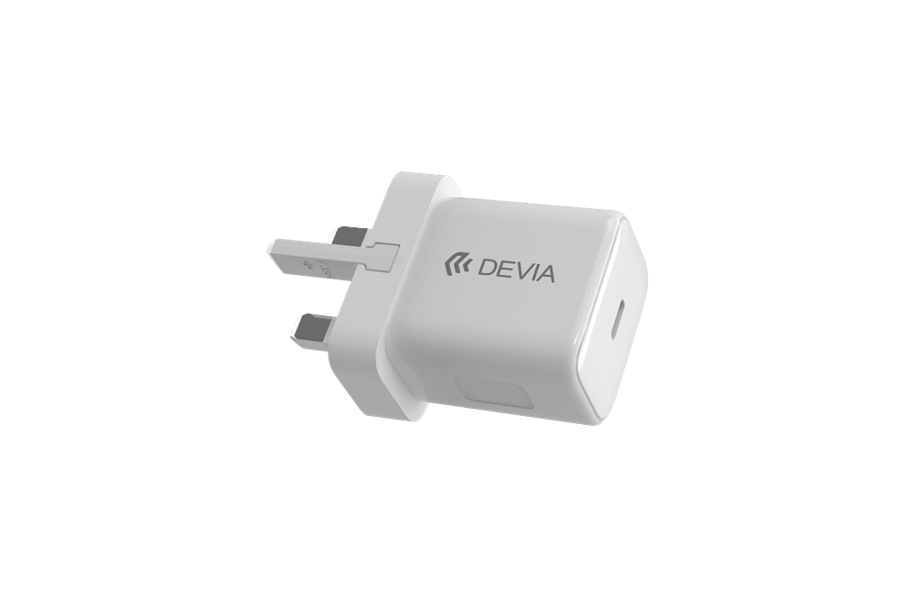Devia 30W Type C Power Delivery 3-Pin UK Charging Plug White