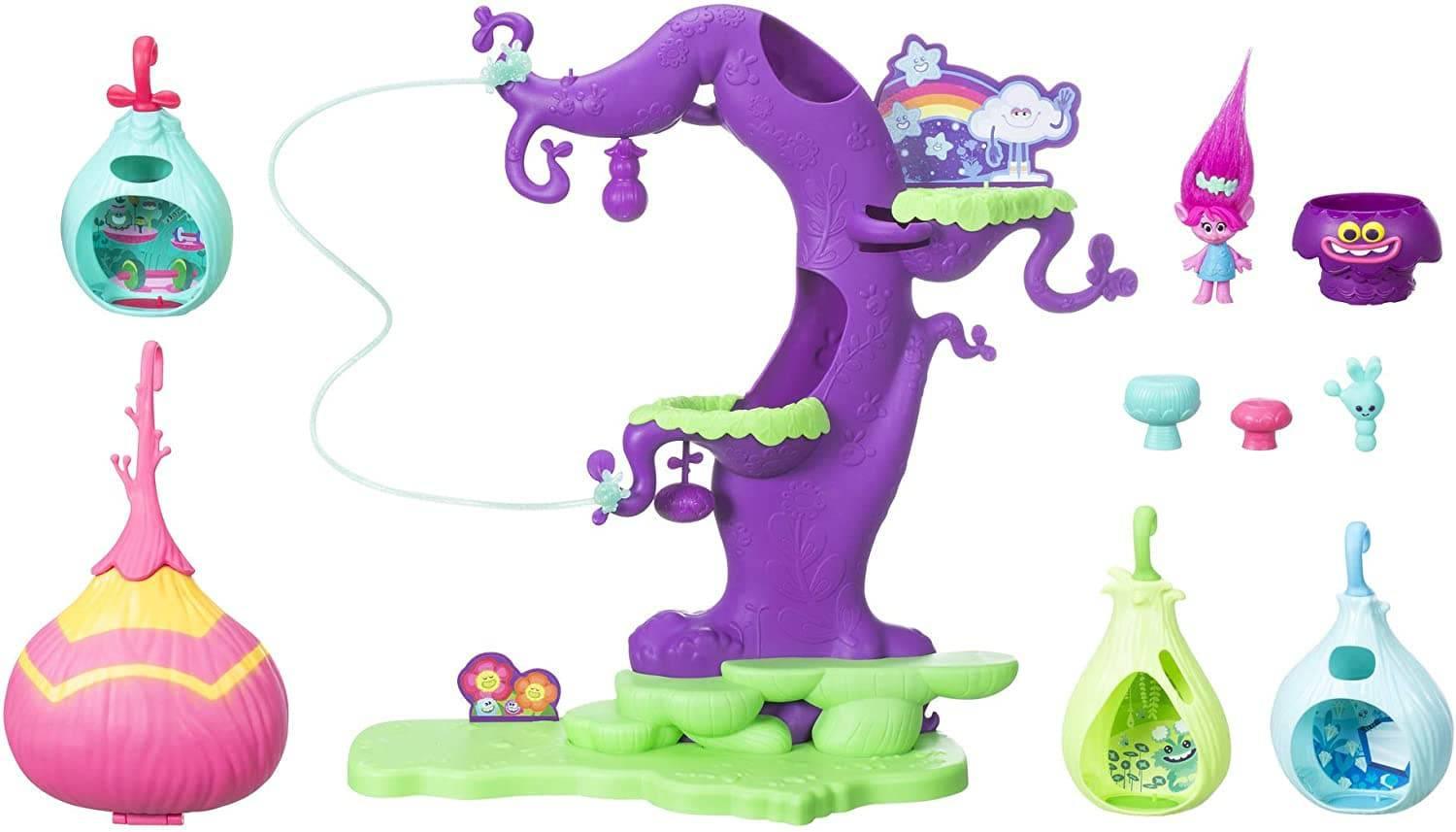 Dreamworks Trolls Pod'ular Troll Tree Zipline Slide Toy Playset - Gadget Station