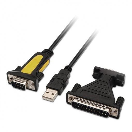 USB to Printer Series Converter, Type A/M-RS232 DB9/M DB25/M, Black, 1.8m