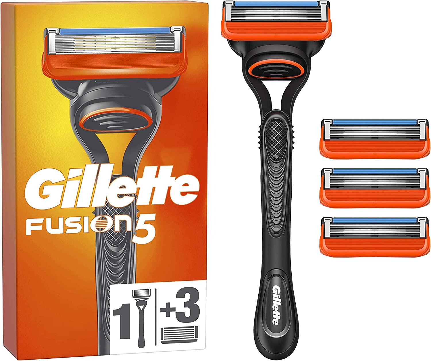 Gillette Fusion5 Men's Razor +, 3 Razor Blade Refills with Precision Trimmer, 5 Anti-Friction Razor Blades