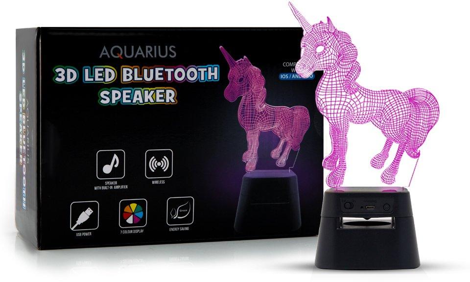 Aquarius Unicorn 3D LED Night Light Colourful Bluetooth Speaker With Lamp