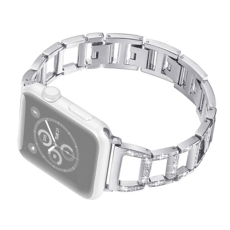 Colorful Diamond Stainless Steel Watchband for Apple Watch Ultra 2, Ultra 1, Series 9, 8, 7, 6, SE, 49mm, 45mm, 44mm, 42mm (Silver)