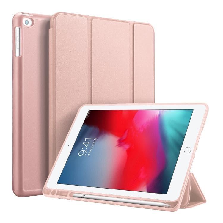 DUX DUCIS OSOM SERIES Three-folding Horizontal Flip Leather Case Cover with Pen Slots for Apple iPad 9.7 inch (2017) / 9.7 (2018) / Apple iPad 5 / 6 (Pink)
