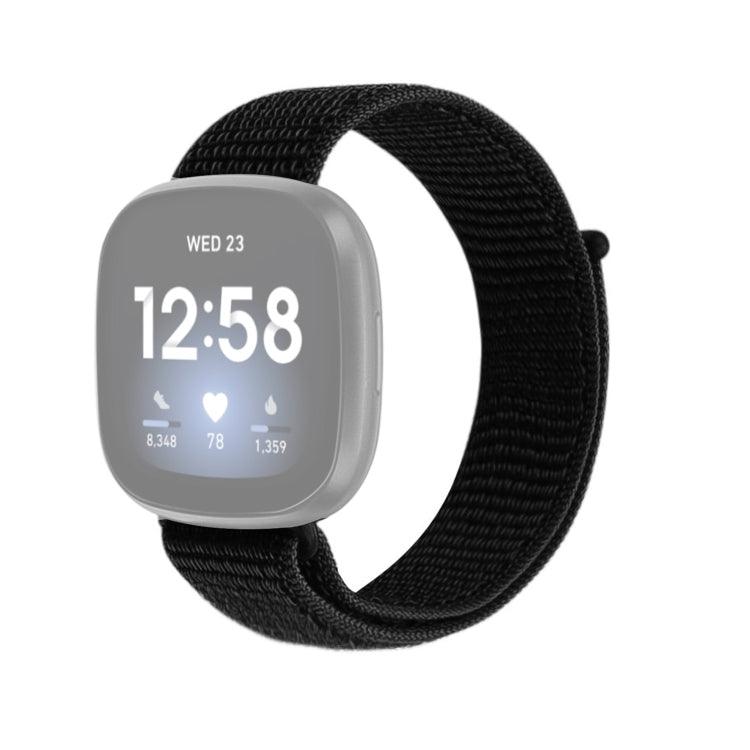 Fitbit Versa 4, Versa 3 Nylon Loop Replacement Strap Watchband (Black)
