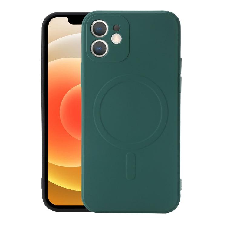 Liquid Silicone Shockproof Magsafe Case Cover Apple iPhone 12 (Deep Green)