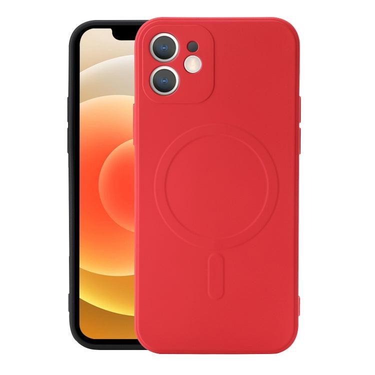 Liquid Silicone Shockproof Magsafe Case Cover Apple iPhone 12 (Red)