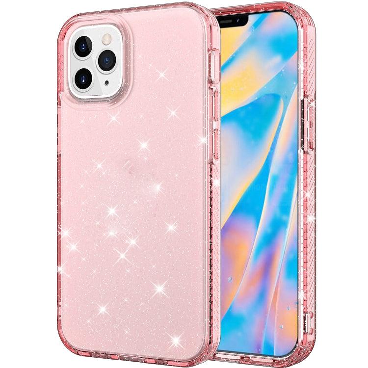 Transparent Glitter Powder Protective Case Cover Apple iPhone 12 / 12 Pro (Pink)
