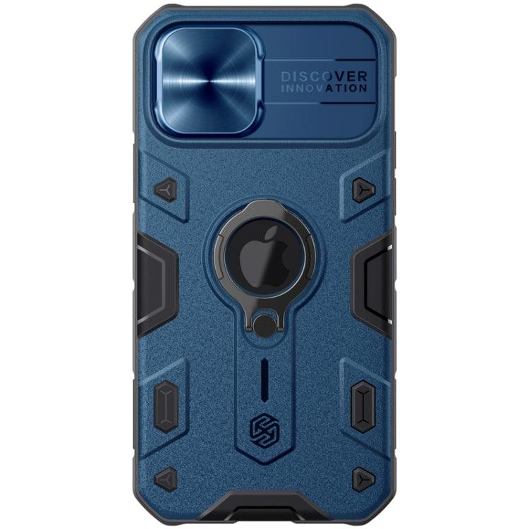 Apple iPhone 12 / 12 Pro NILLKIN Shockproof CamShield Armor Protective Case Cover with Invisible Ring Holder (Blue)