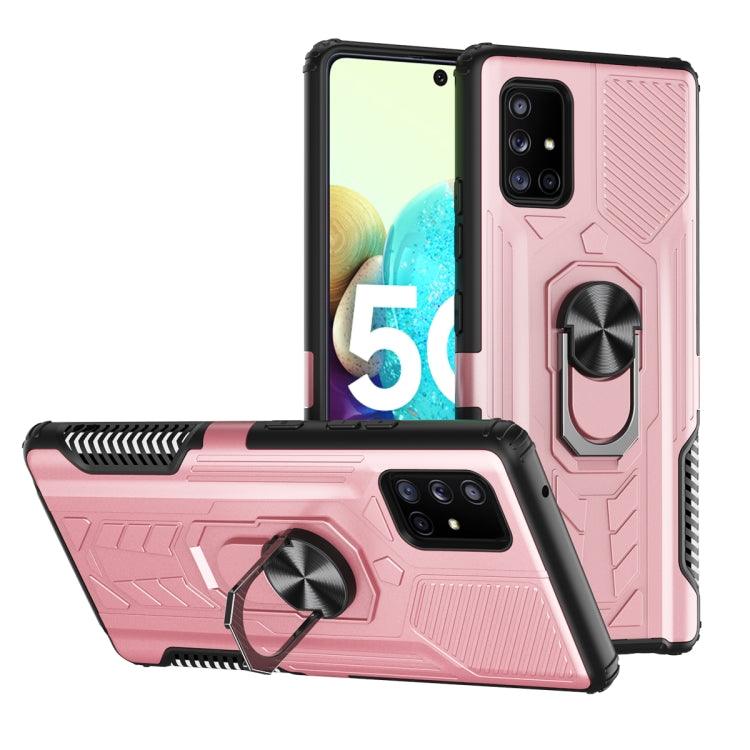 Samsung Galaxy A71 5G Shield Armor PC+TPU Protective Case with 360 Degree Rotation Ring Holder (Rose Gold)