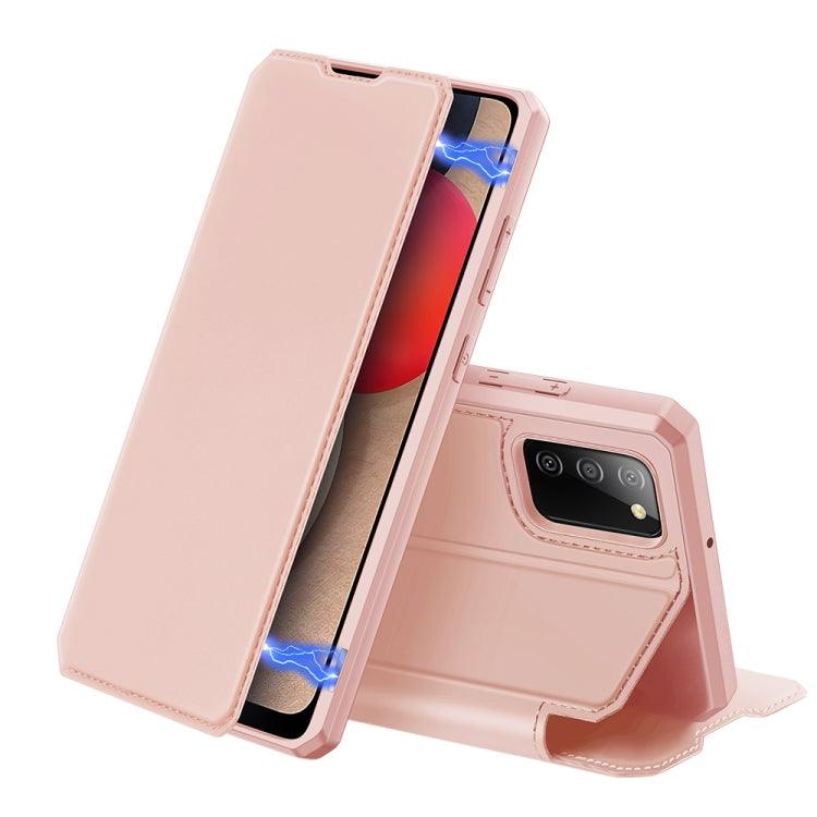 Samsung Galaxy A02s DUX DUCIS Skin X Series Horizontal Flip Leather Case Cover with Holder & Card Slots (Pink)