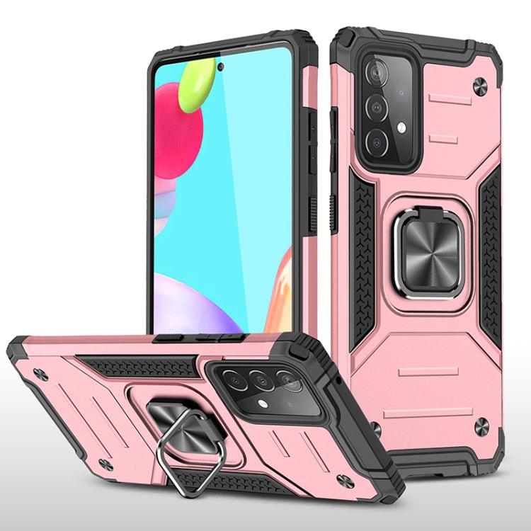 Samsung Galaxy A52 Magnetic Armor Shockproof Case with Metal Ring Holder (Rose Gold)