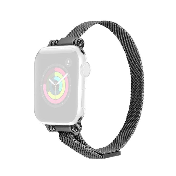 Milan Bracelet Stainless Steel Watch Strap Apple Watch Series 9, 8, 7, 6, SE, 41mm, 40mm, 38mm (Black)