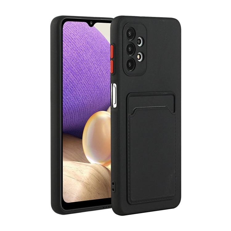 Samsung Galaxy A32 4G Card Slot Design Shockproof TPU Protective Case Cover (Black)