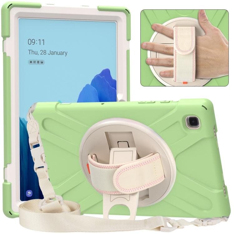 Samsung Galaxy Tab A7 (2020) T500 Pure Color Silicone Protective Case Cover with Holder & Shoulder Strap (Matcha Green)