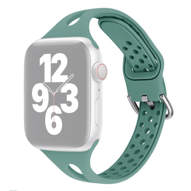 Silicone Replacement Watchbands Apple Watch Series 9, 8, 7, 6, SE, 41mm, 40MM, 38mm (Pine Needle Green)