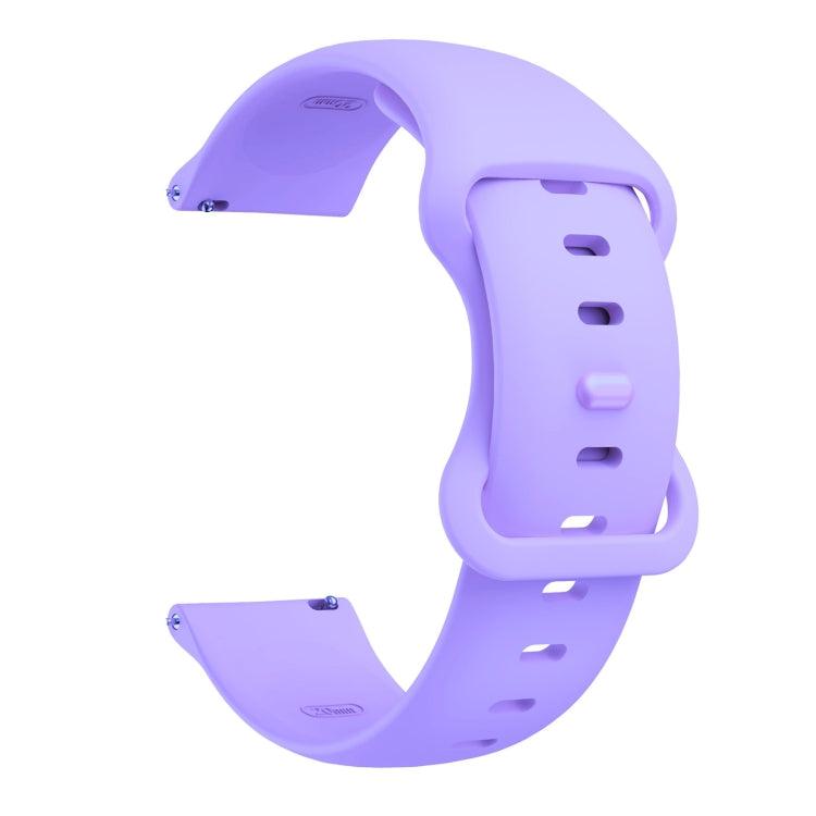 22mm Samsung Galaxy Watch Active 3 45mm Butterfly Buckle Silicone Replacement Strap Watchband (Purple)