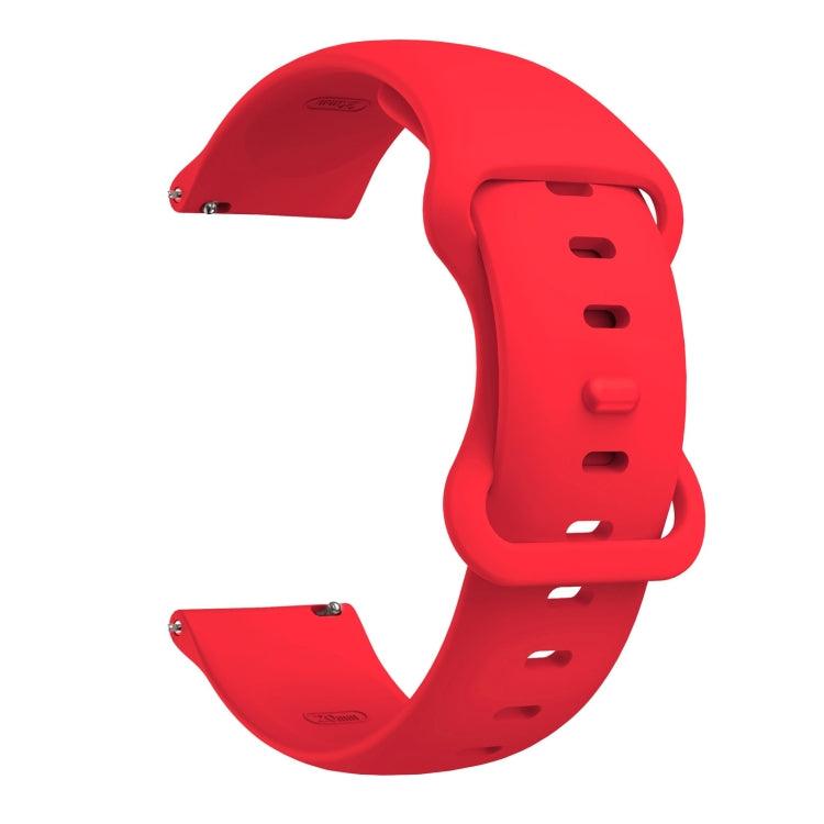 22mm Samsung Galaxy Watch Active 3 45mm Butterfly Buckle Silicone Replacement Strap Watchband (Red)