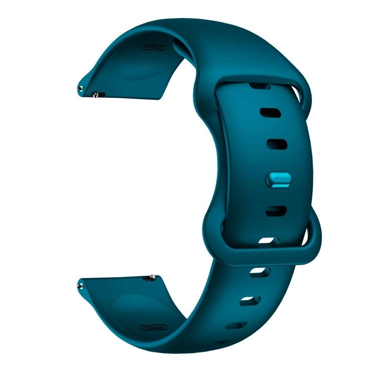 22mm Samsung Galaxy Watch Active 3 45mm Butterfly Buckle Silicone Replacement Strap Watchband (Dark Green)