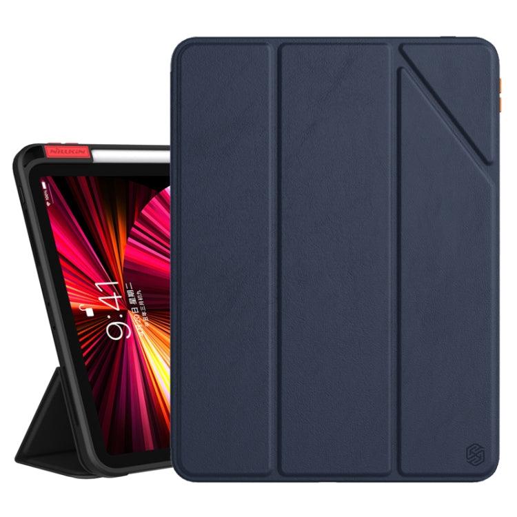 NILLKIN Horizontal Flip Leather Case with Holder & Pen Slot & Sleep / Wake-up Function Apple iPad Pro 11 2021 / 2020 (Blue)