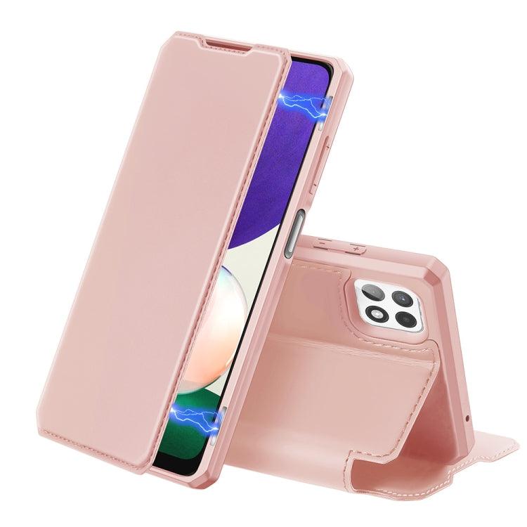 Samsung Galaxy A22 5G DUX DUCIS Skin X Series Horizontal Flip Leather Case Cover with Holder & Card Slots (Pink)