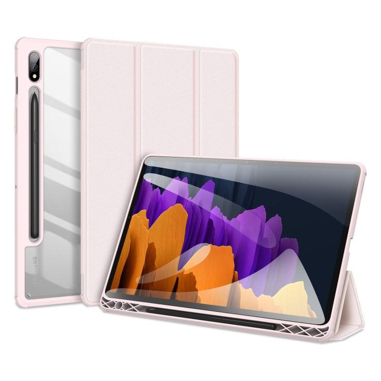 Samsung Galaxy Tab S8 / Galaxy Tab S7 2020 SM-T870 / SM-T875 DUX DUCIS TOBY Series Shockproof PU Leather + PC + TPU Horizontal Flip Case Cover with Holder & Pen Slot & Sleep / Wake-up Function (Pink)