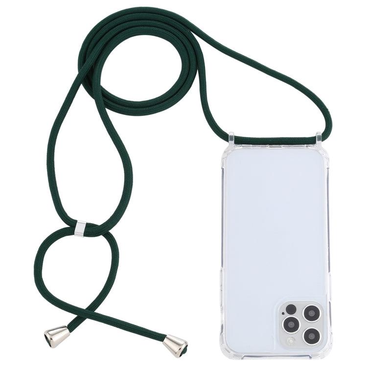 Apple iPhone 13 Pro Max Transparent Acrylic Airbag Shockproof Phone Protective Case Cover with Lanyard (Dark Green)