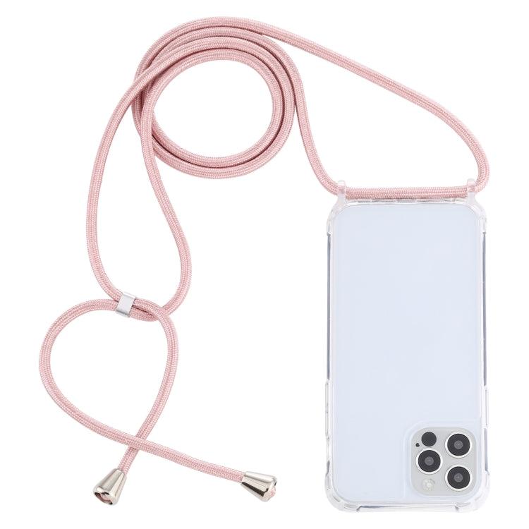 Apple iPhone 13 Pro Transparent Acrylic Airbag Shockproof Phone Protective Case Cover with Lanyard (Rose Gold)