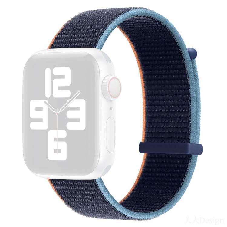 Hook and Loop Fastener Dual Section Replacement Watchband Strap Band For Apple Watch Series 9, 8, 7, 6, SE, 41mm, 40MM, 38mm (Dark Navy Blue)