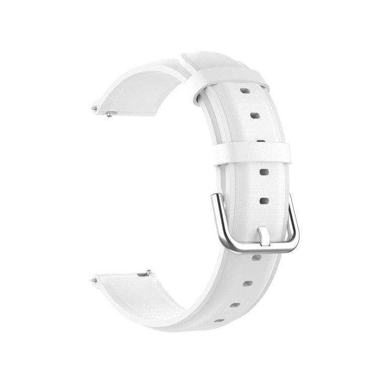 Samsung Galaxy Watch and Huawei Watch GT 3 42mm 20mm Round Tail Leather Watch Band Strap (White)