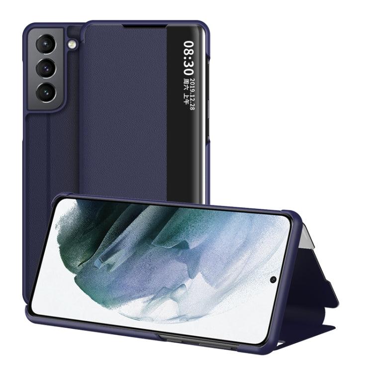 Samsung Galaxy S22+ 5G Window View Leather Phone Case Cover (Blue)