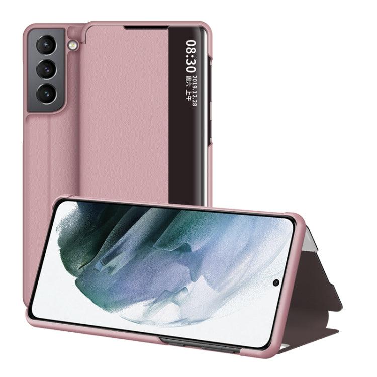 Samsung Galaxy S22+ 5G Window View Leather Phone Case Cover (Rose Gold)