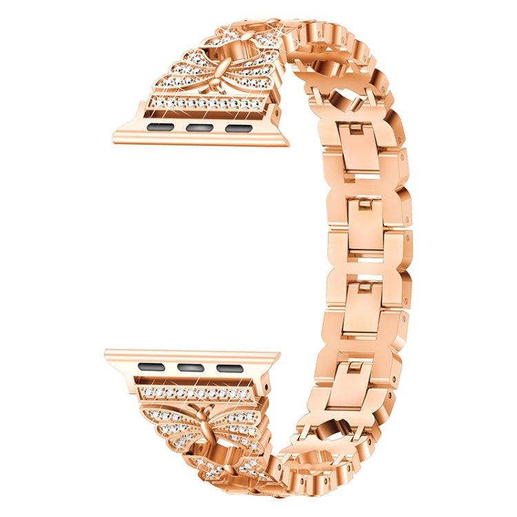 Stainless Steel Watchband Apple Watch Ultra 2, Ultra 1, Series 9, 8, 7, 6, SE, 49mm, 45mm, 44mm, 42mm (Rose Gold)