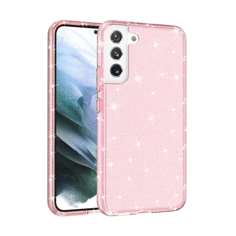 Samsung Galaxy S21 FE 5G Shockproof Terminator Style Glitter Powder Protective Phone Case Cover (Pink)