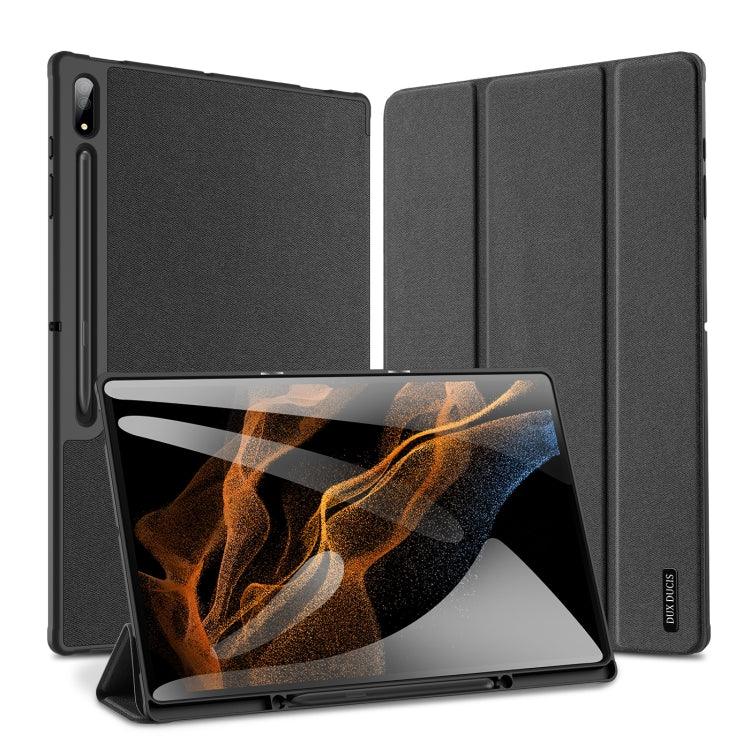 Samsung Galaxy Tab S8 Ultra DUX DUCIS Domo Series Cloth Texture Magnetic Leather Tablet Case Cover (Black)