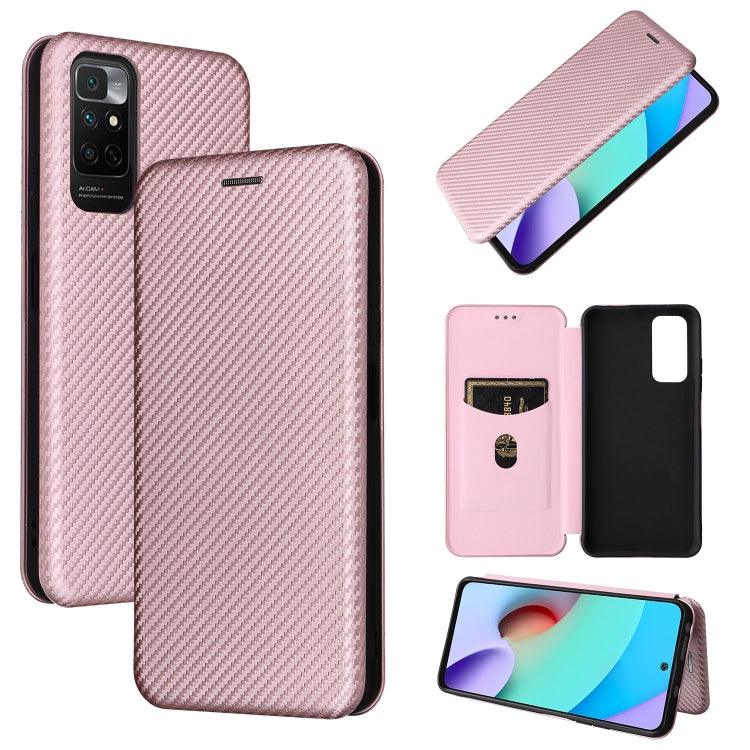 Xiaomi Redmi Note 11 / Note 11S Global Carbon Fiber Texture Horizontal Flip PU Phone Case Cover (Pink)
