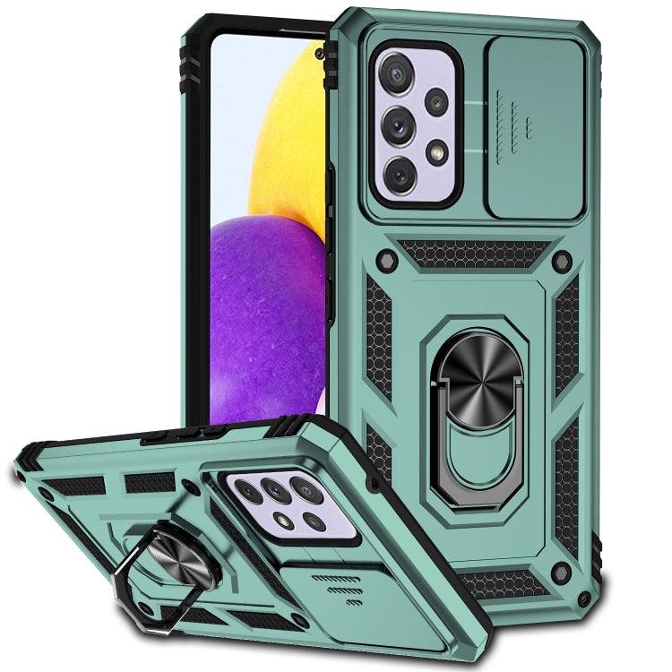 Samsung Galaxy A53 5G Sliding Camshield Holder Phone Case Cover (Dark Green)