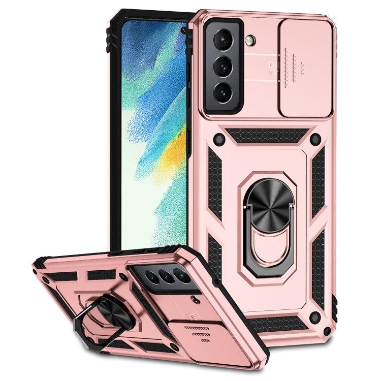 Samsung Galaxy S21 FE 5G Sliding Camshield Holder Phone Case Cover (Rose Gold)