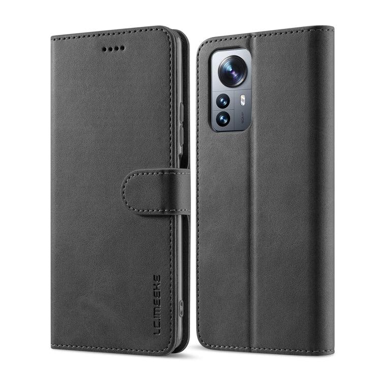 Xiaomi 12/12X/12S LC.IMEEKE Calf Texture Leather Phone Case Cover (Black)